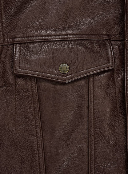 Thick Goat Brown Washed & Wax Tom Holland Leather Jacket - LeatherCult