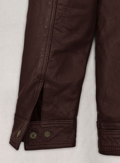 Thick Goat Brown Washed & Wax Tom Holland Leather Jacket - LeatherCult