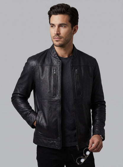 Thunder Storm Black Biker Leather Jacket