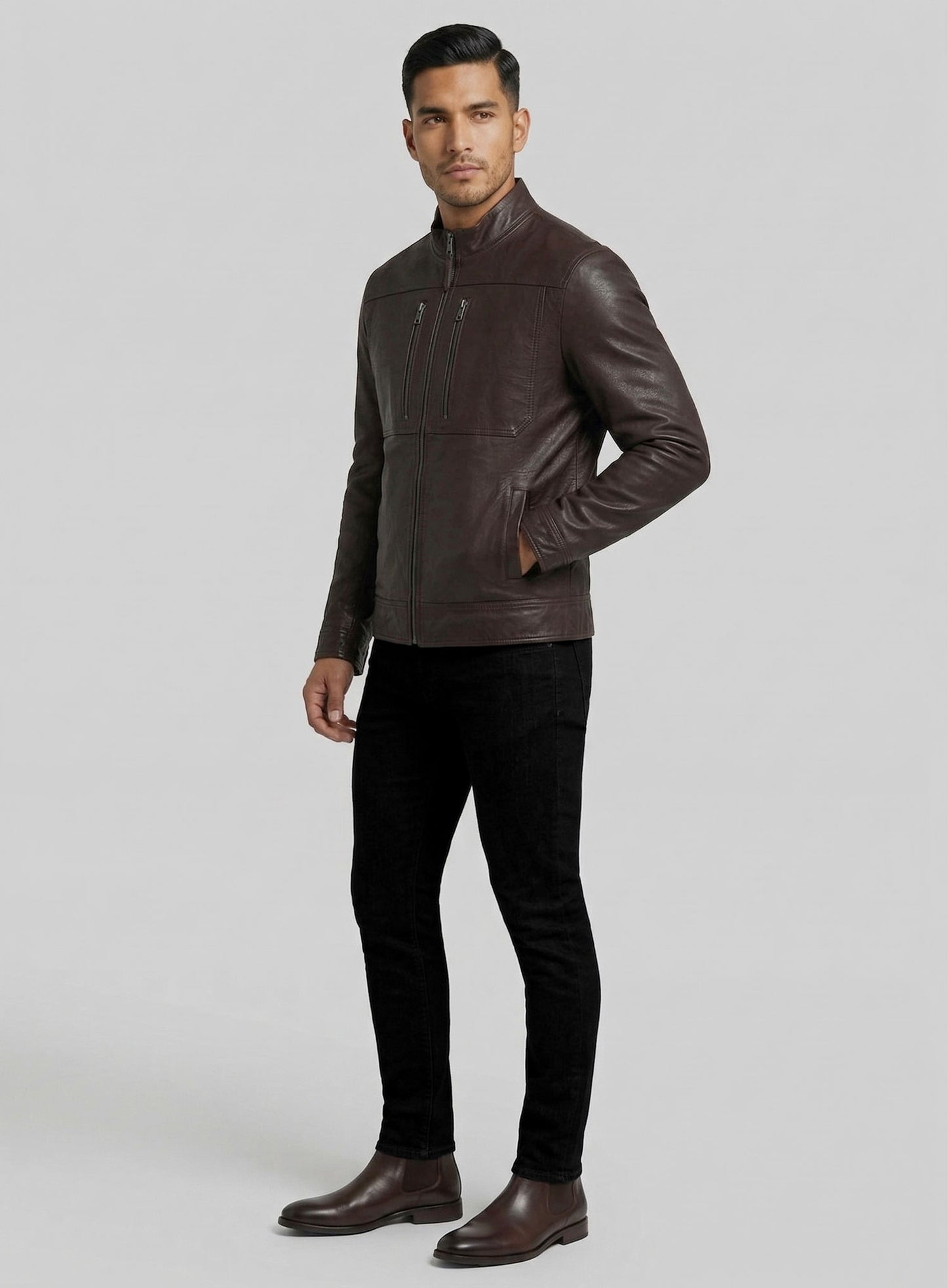 Thunder Storm Brown Biker Leather Jacket