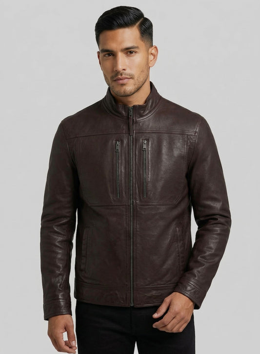Thunder Storm Brown Biker Leather Jacket