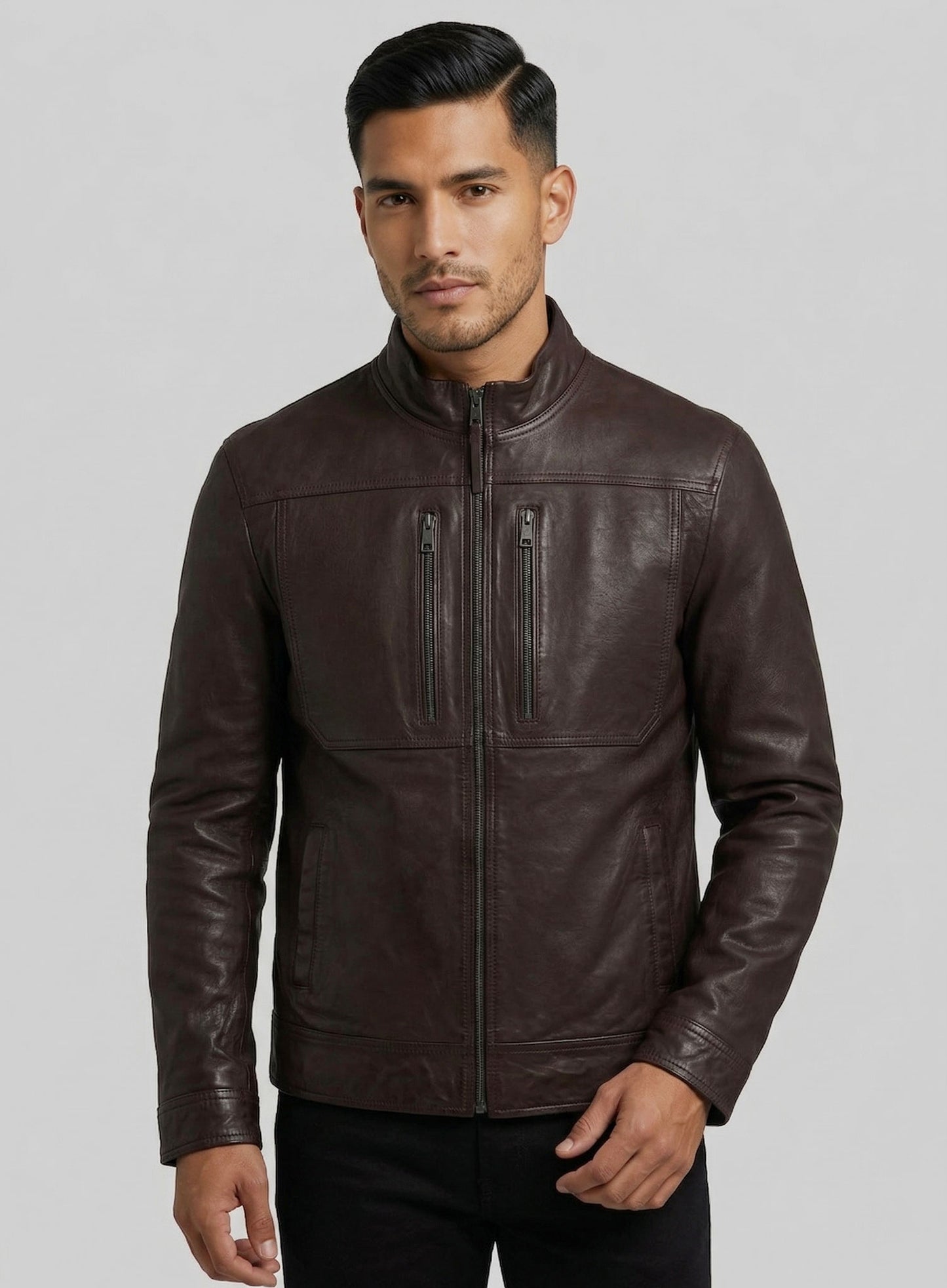 Thunder Storm Brown Biker Leather Jacket