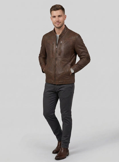 Thunder Storm Spanish Brown Biker Leather Jacket