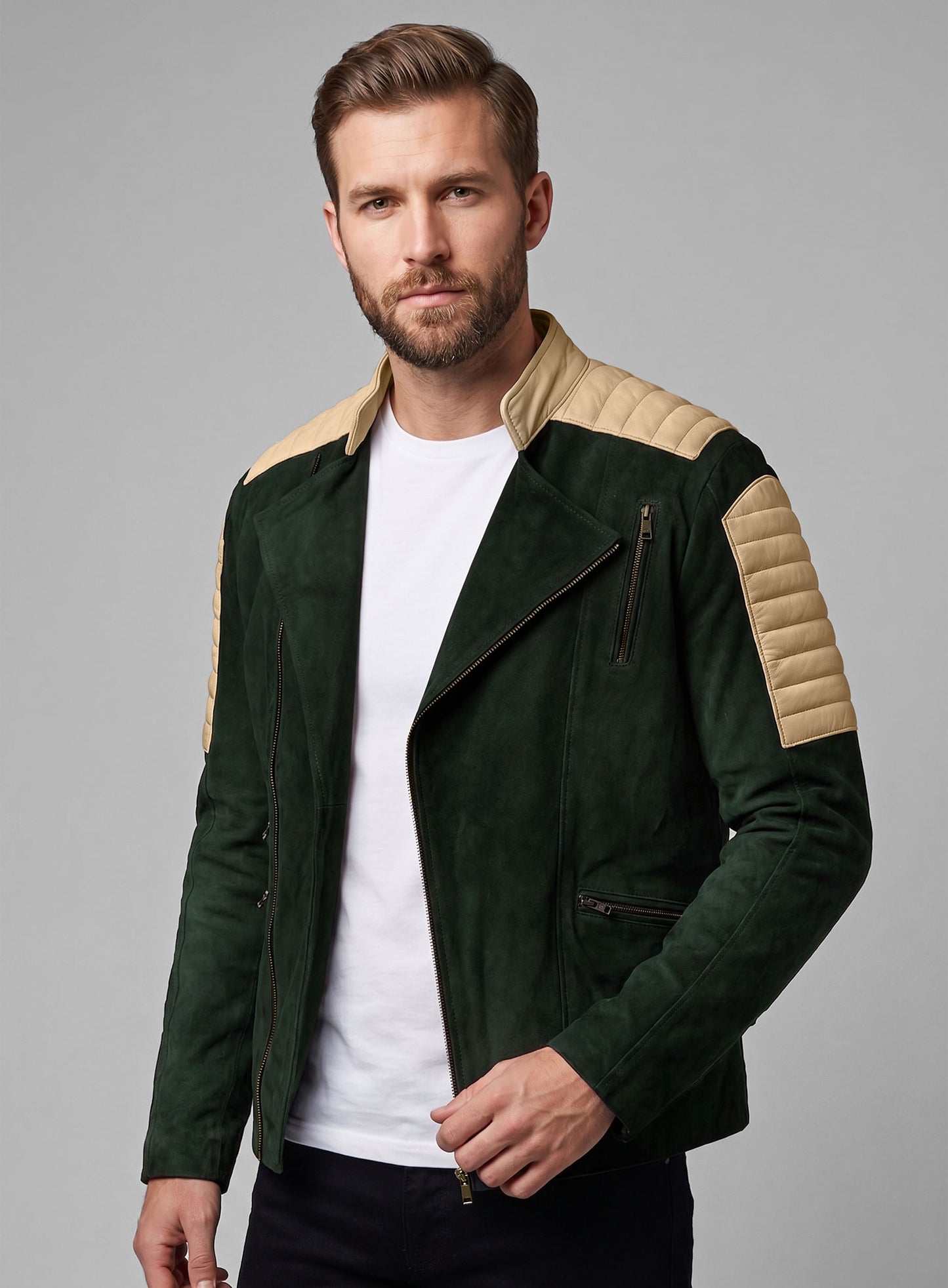 Timber Green Suede Leather Jacket # 647