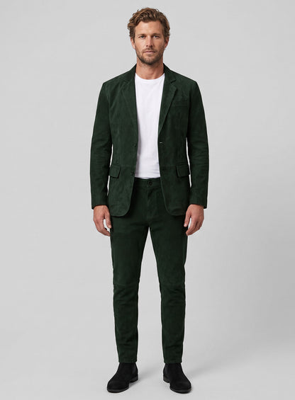 Timber Green Suede Leather Suit