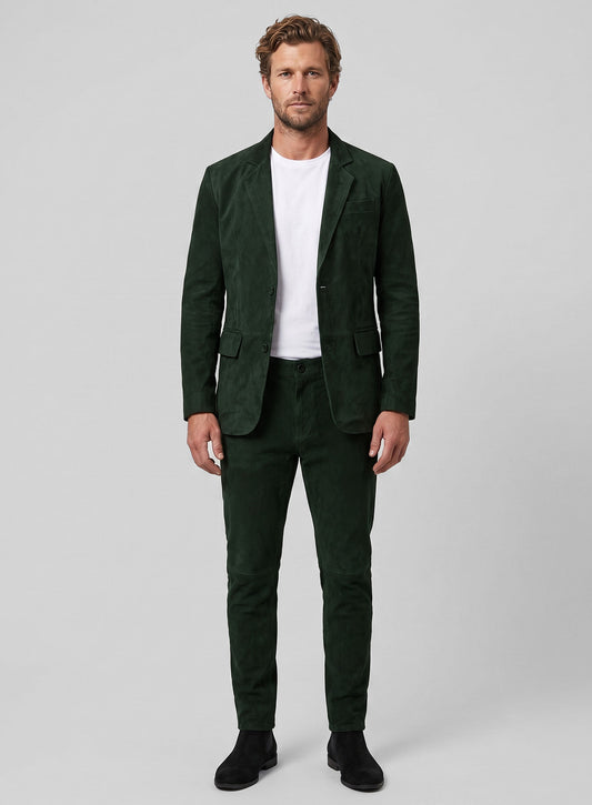 Timber Green Suede Leather Suit