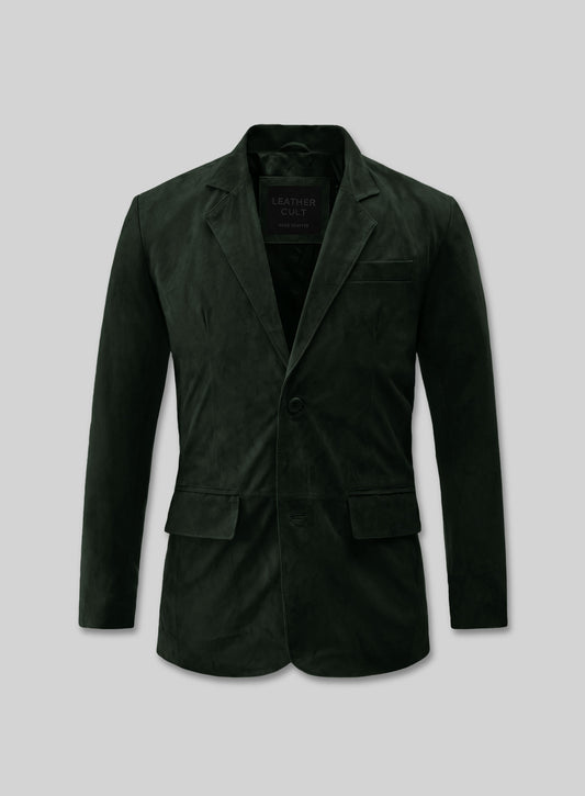 Timber Green Suede Leather Blazer