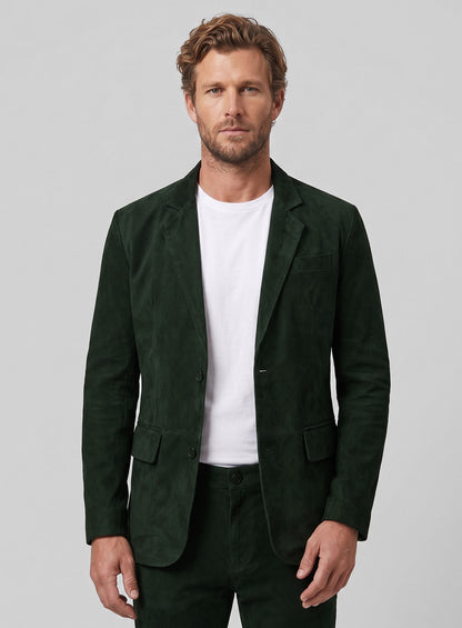 Timber Green Suede Leather Suit