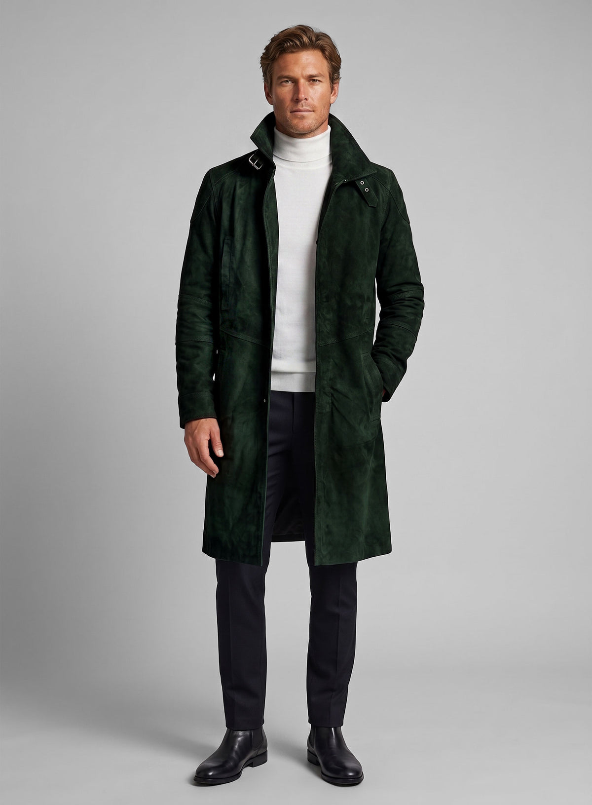 Timber Green Suede Ryan Gosling Blade Runner 2049 Long Coat