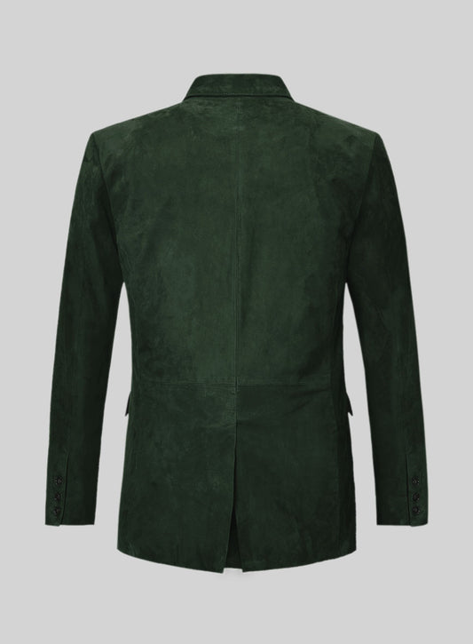 Timber Green Suede Double Breasted Blazer