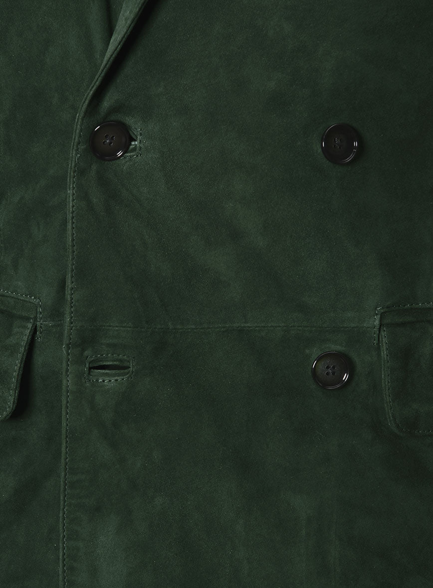 Timber Green Suede Double Breasted Blazer