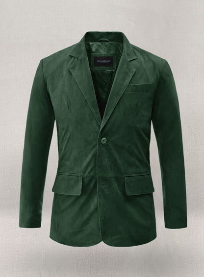 Timber Green Suede Leather Blazer - LeatherCult