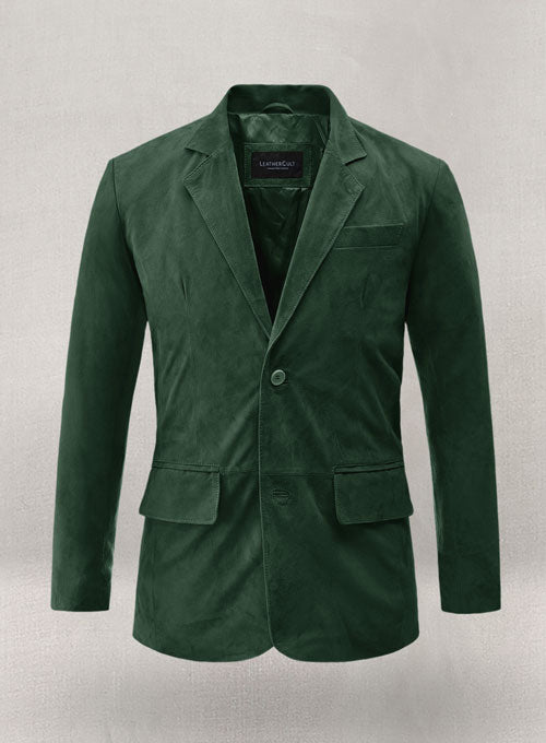 Timber Green Suede Leather Blazer - LeatherCult
