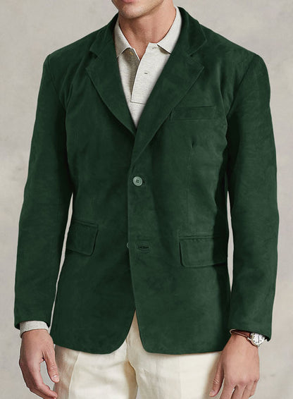 Timber Green Suede Leather Blazer - LeatherCult