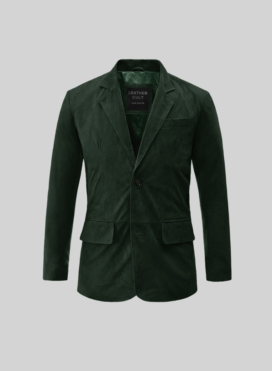 Timber Green Suede Leather Blazer