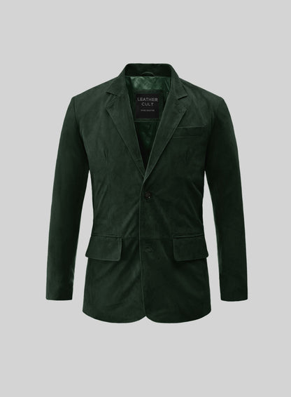 Timber Green Suede Leather Blazer
