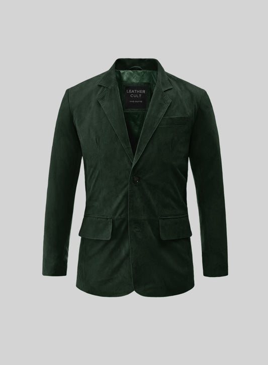 Timber Green Suede Leather Blazer