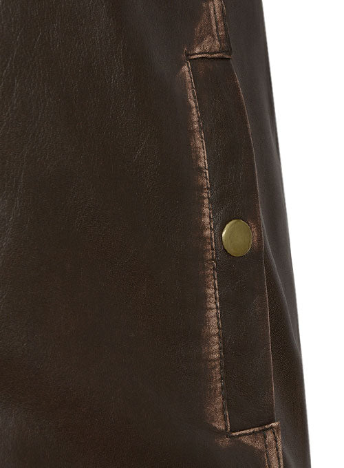 Tribal Rubbed Brown Leather Jacket - LeatherCult