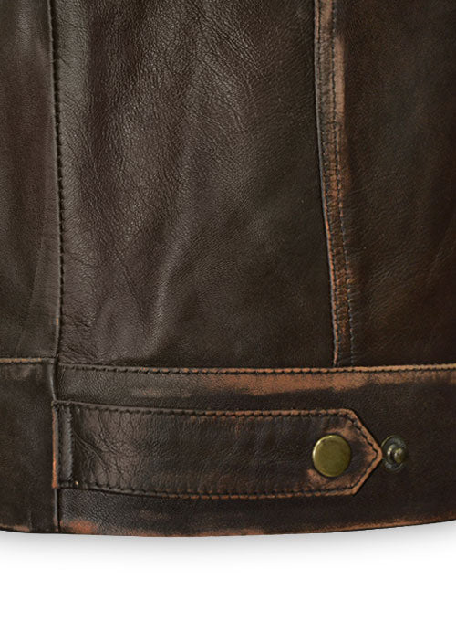 Tribal Rubbed Brown Leather Jacket - LeatherCult