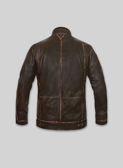 Tribal Rubbed Brown Leather Jacket
