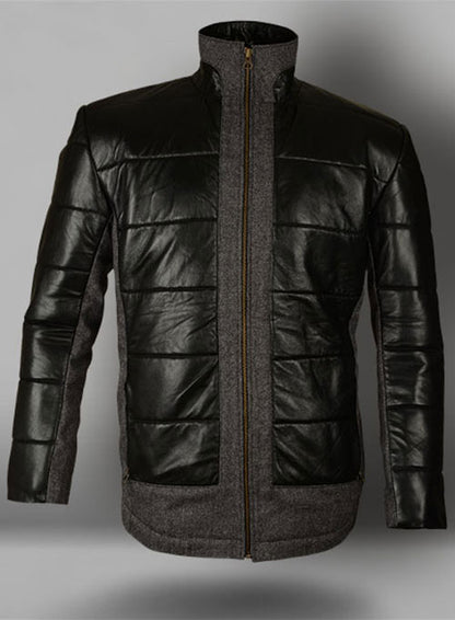 Gray Tweed Leather Combo Jacket # 643 - LeatherCult