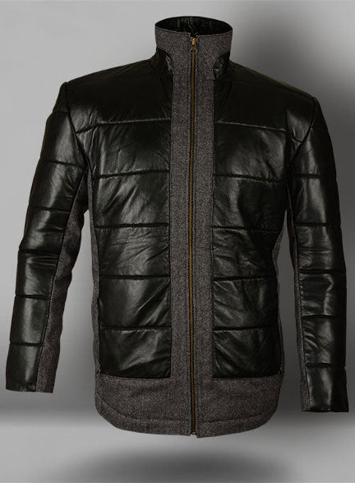 Gray Tweed Leather Combo Jacket # 643 - LeatherCult