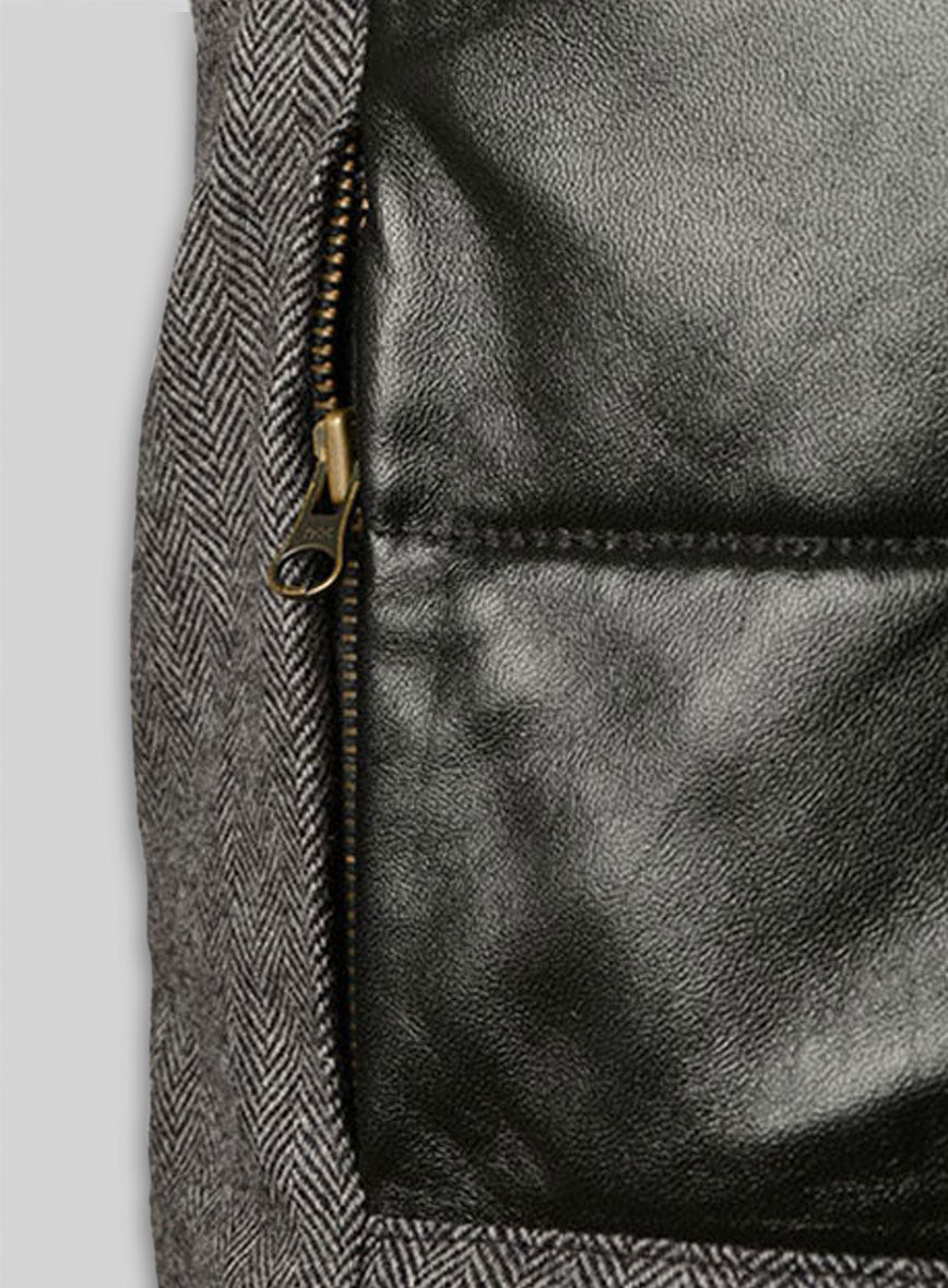 Gray Tweed Leather Combo Jacket # 643