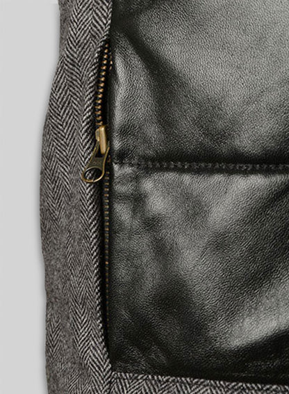 Gray Tweed Leather Combo Jacket # 643
