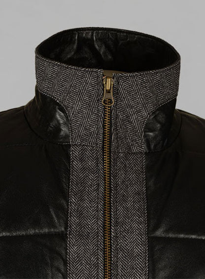 Gray Tweed Leather Combo Jacket # 643 - LeatherCult