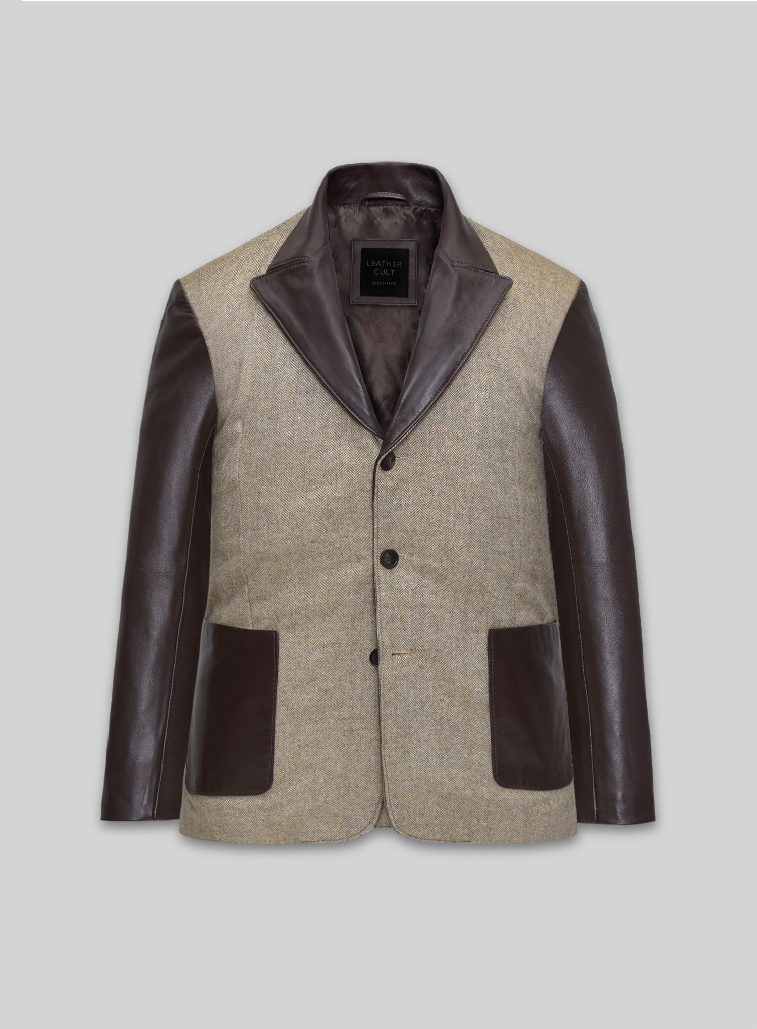 Tweed Leather Combo Blazer # 652 – LeatherCult Tweed Leather Combo Blazer # 652 – LeatherCult