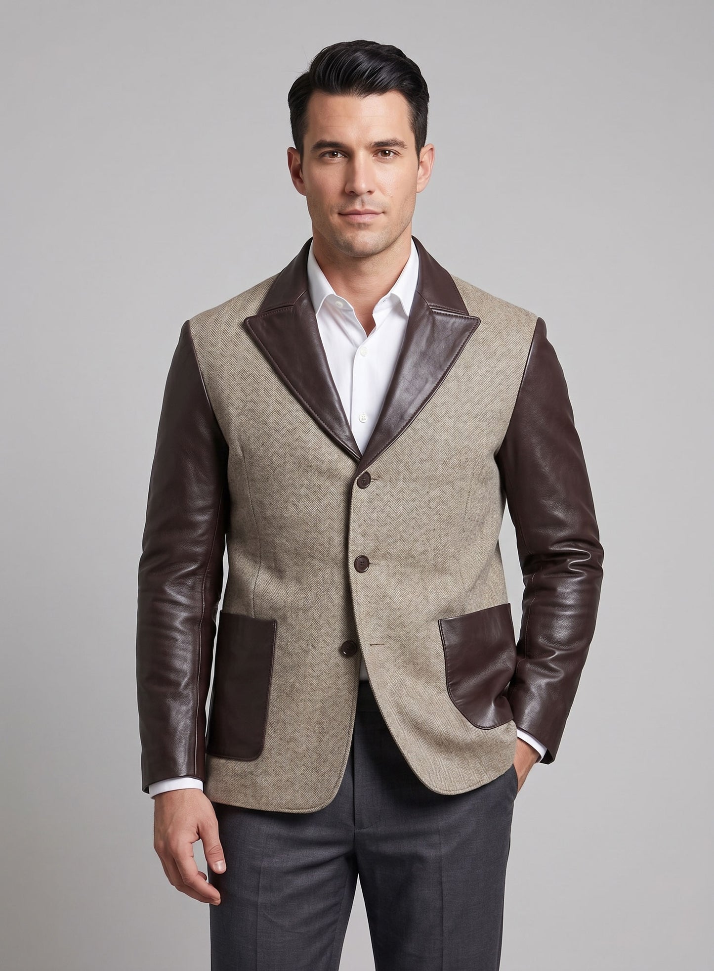 Tweed Leather Combo Blazer # 652