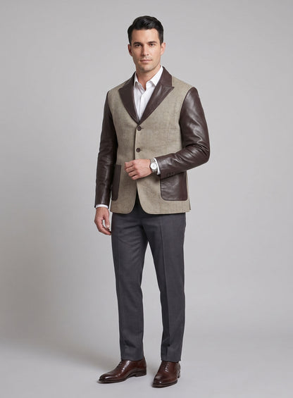 Tweed Leather Combo Blazer # 652