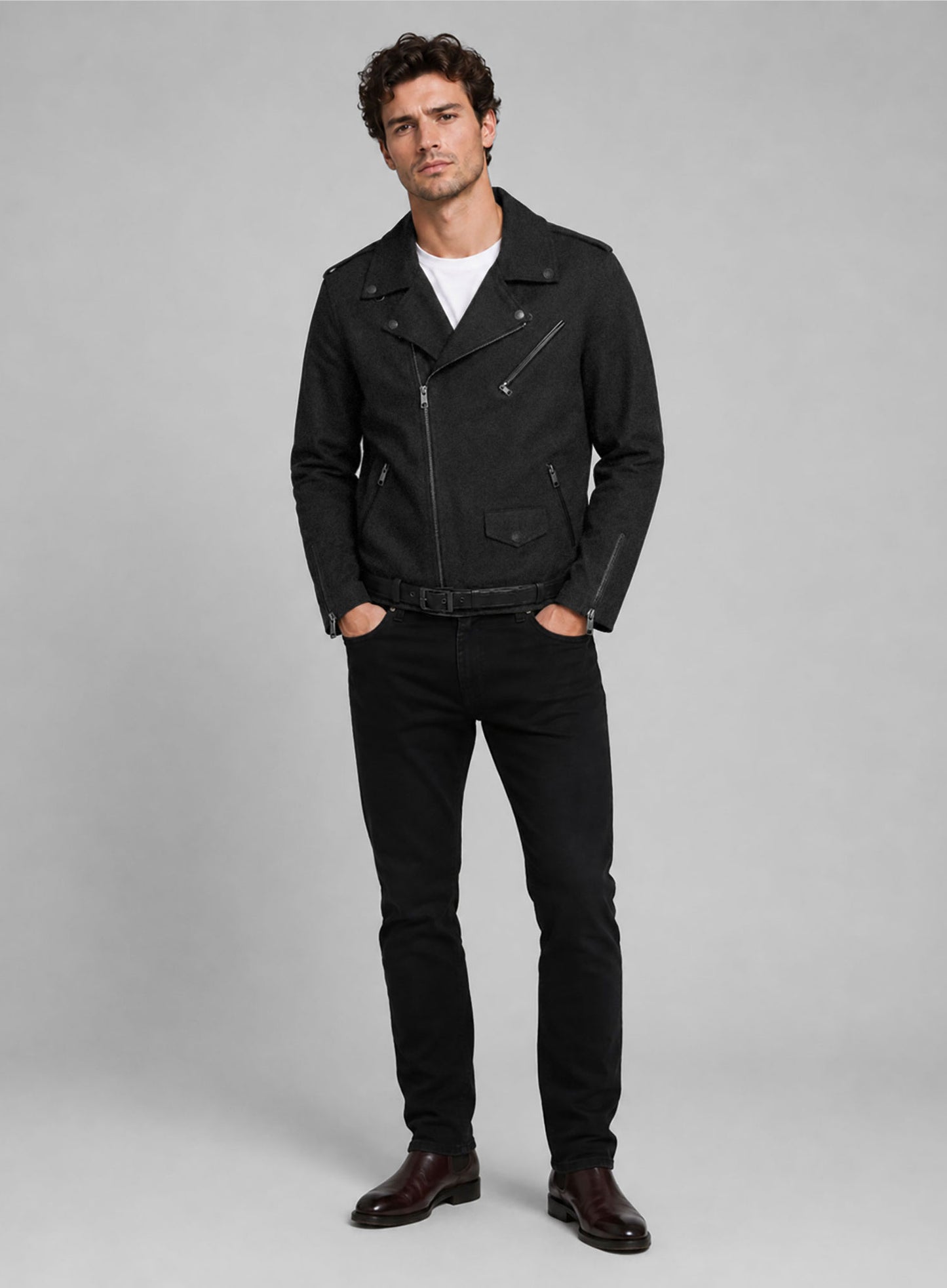 Tweed Leather Combo Jacket # 666