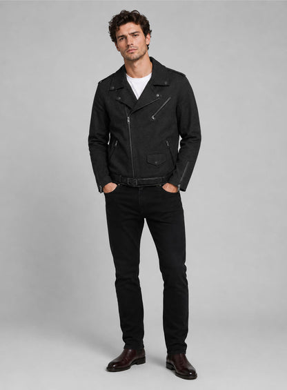 Tweed Leather Combo Jacket # 666