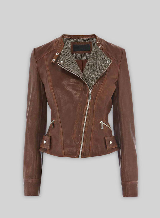 Tweed Leather Combo Jacket # 264