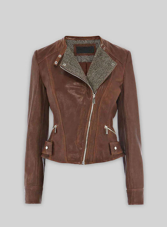 Tweed Leather Combo Jacket # 264