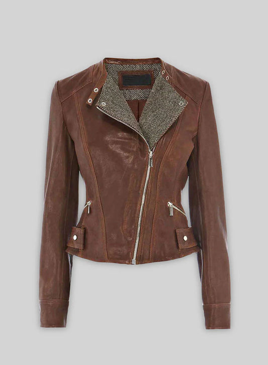 Tweed Leather Combo Jacket # 264
