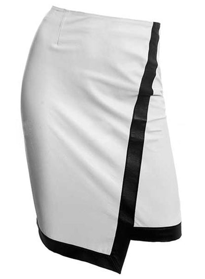 Two Toned Leather Skirt - # 149 - LeatherCult