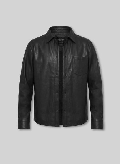 Unlined Black Leather Shirt