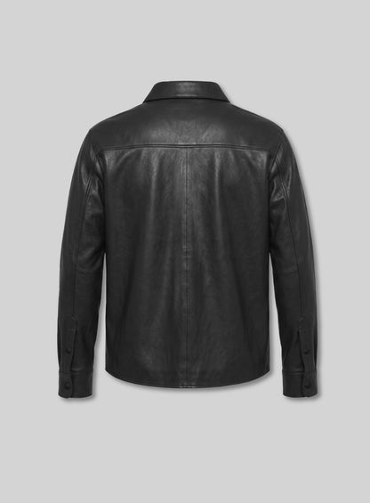 Unlined Black Leather Shirt
