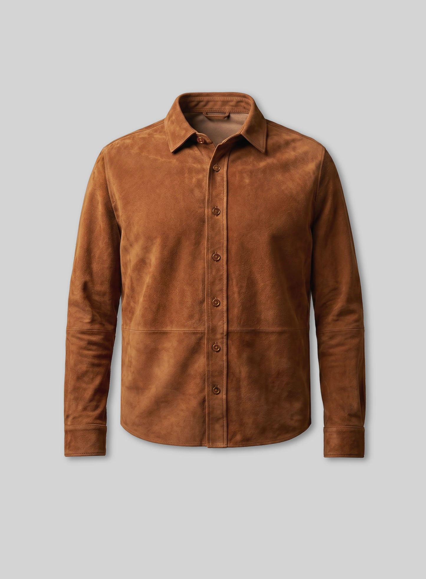 Unlined Caramel Brown Suede Leather Shirt
