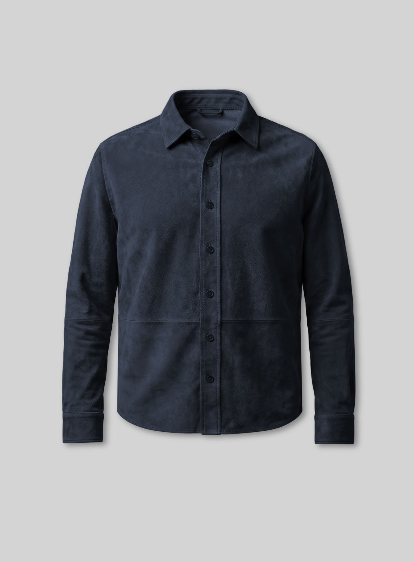 Unlined Dark Blue Suede Leather Shirt