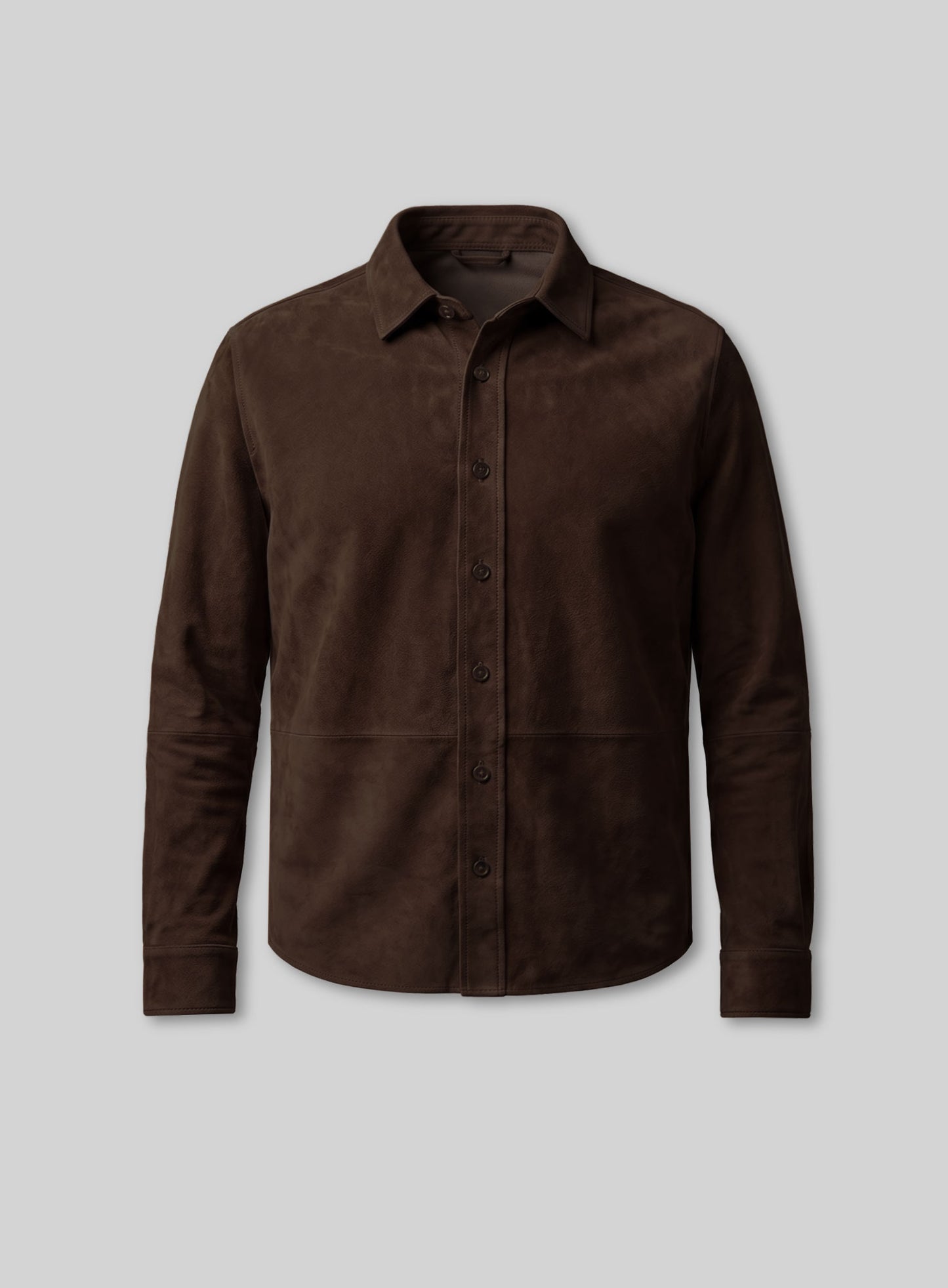 Unlined Dark Brown Suede Leather Shirt