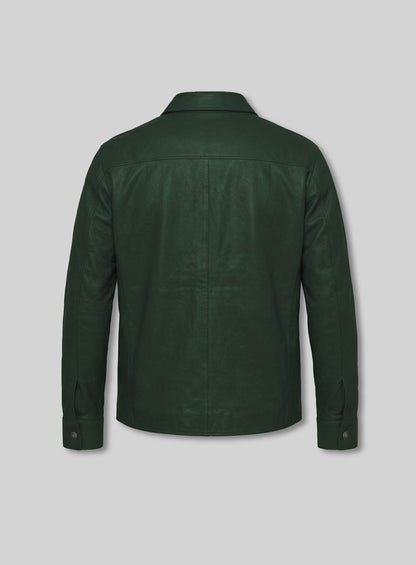 Unlined Soft Deep Olive Leather Shirt