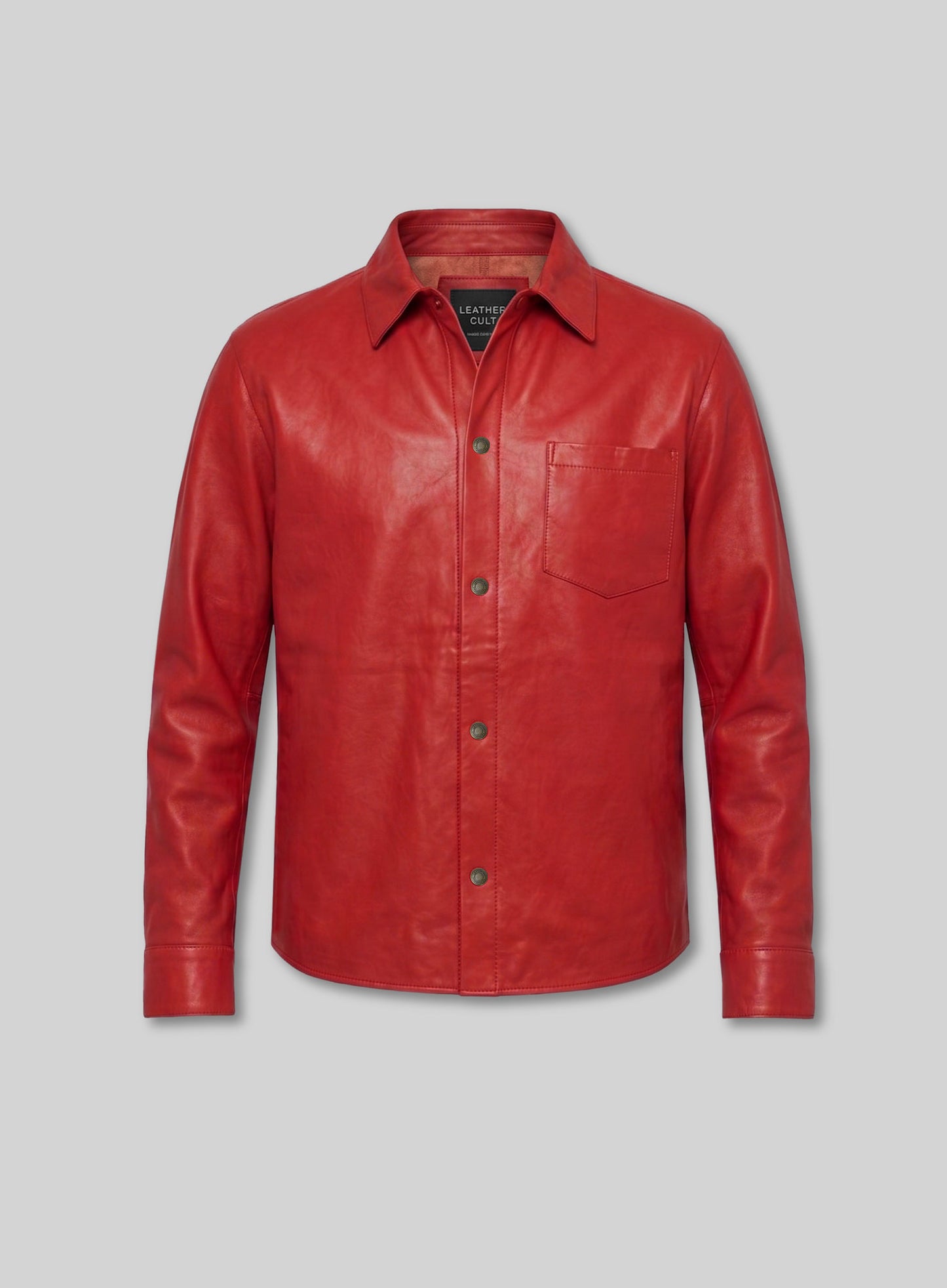 Unlined Soft Tango Red Leather Shirt