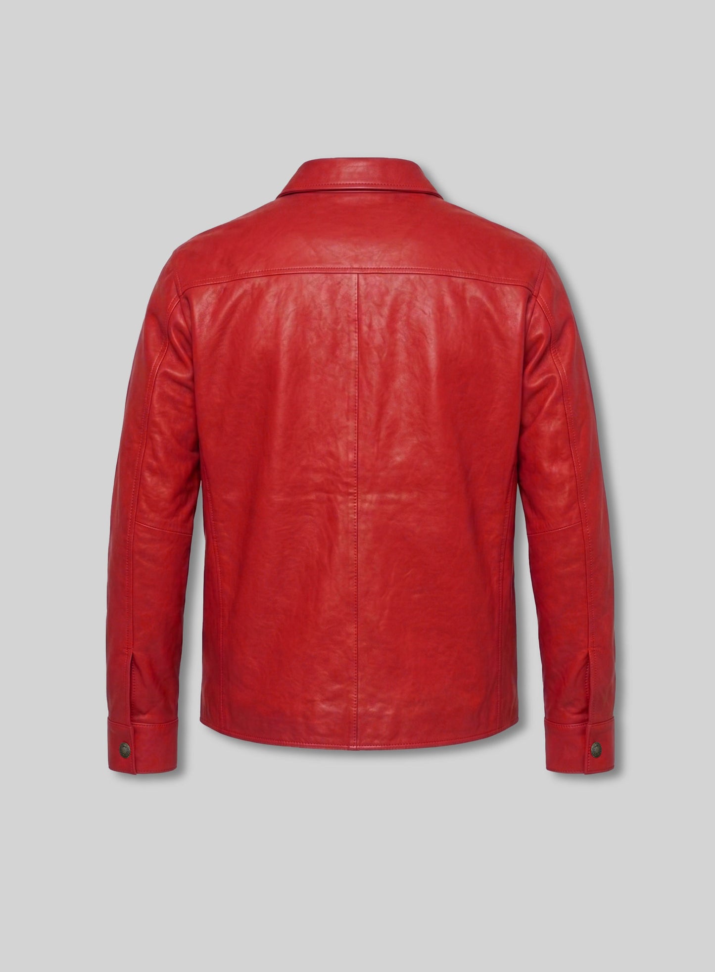 Unlined Soft Tango Red Leather Shirt