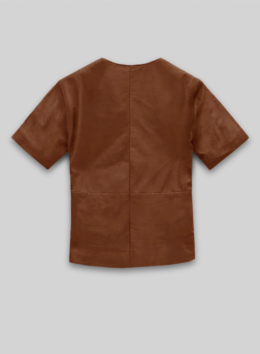 Light Weight Unlined Tan Leather T-Shirt