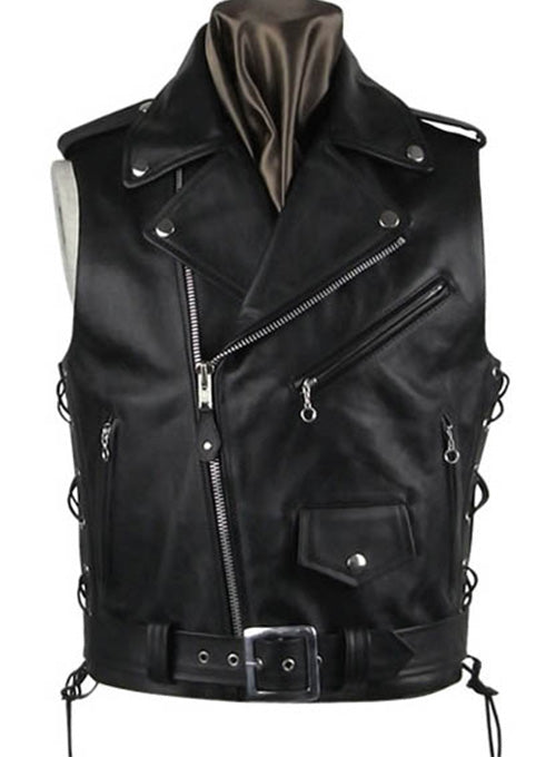 Leather Biker Vest # 308 - LeatherCult