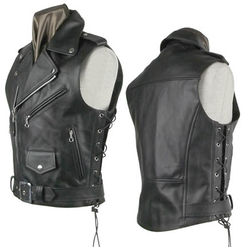 Leather Biker Vest # 308 - LeatherCult