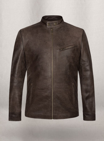 Vintage Gravel Brown Leather Cycle Jacket #3 - LeatherCult